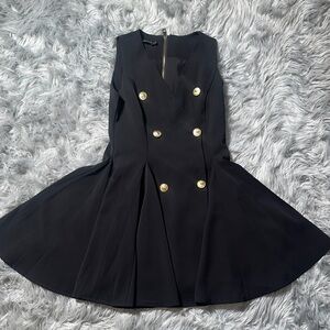 Balmain Black Mini Dress with Gold Accents